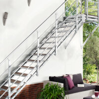 Escalier extérieur Hollywood WPC avec palier et 1 rampe - 100cm, 95-112cm (4 marches + palier), Anthracite