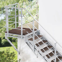 Escalier extérieur Hollywood WPC avec palier et 1 rampe - 100cm, 95-112cm (4 marches + palier), Anthracite