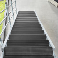 Escalier extérieur Hollywood WPC avec palier et 1 rampe - 100cm, 95-112cm (4 marches + palier), Anthracite