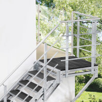 Escalier extérieur Hollywood WPC avec palier et 1 rampe - 100cm, 95-112cm (4 marches + palier), Anthracite