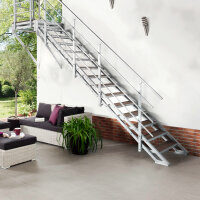 Escalier extérieur Hollywood WPC avec palier et 1 rampe - 100cm, 95-112cm (4 marches + palier), Anthracite