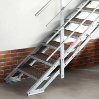 Escalier extérieur Hollywood WPC avec palier et 1 rampe - 100cm, 95-112cm (4 marches + palier), Anthracite