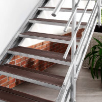 Escalier extérieur Hollywood WPC avec palier et 1 rampe - 100cm, 95-112cm (4 marches + palier), Anthracite