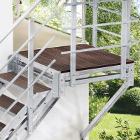 Escalier extérieur Hollywood WPC avec palier et 1 rampe - 100cm, 95-112cm (4 marches + palier), Anthracite