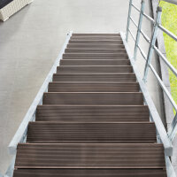 Escalier extérieur Hollywood WPC avec palier et 1 rampe - 100cm, 95-112cm (4 marches + palier), Anthracite