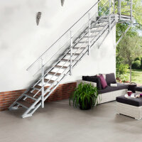 Escalier extérieur Hollywood WPC avec palier et 1 rampe - 100cm, 95-112cm (4 marches + palier), Anthracite