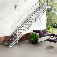 Escalier extérieur Hollywood WPC avec palier et 1 rampe - 100cm, 103-133cm (5 marches + palier), Anthracite