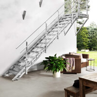 Escalier extérieur Hollywood avec palier et 1 rampe