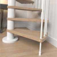 Escalier colimaçon C20 - 160cm, 231 - 253cm (10 marches + palier), peint blanc, noyer