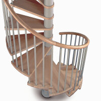 Escalier colimaçon C20 - 110cm, 189 - 207cm (8 marches + palier), peint noir, wengé