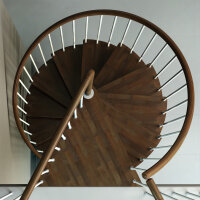 Escalier colimaçon C20 - 120cm, 168 - 184cm (7 marches + palier), peint bronze, wengé